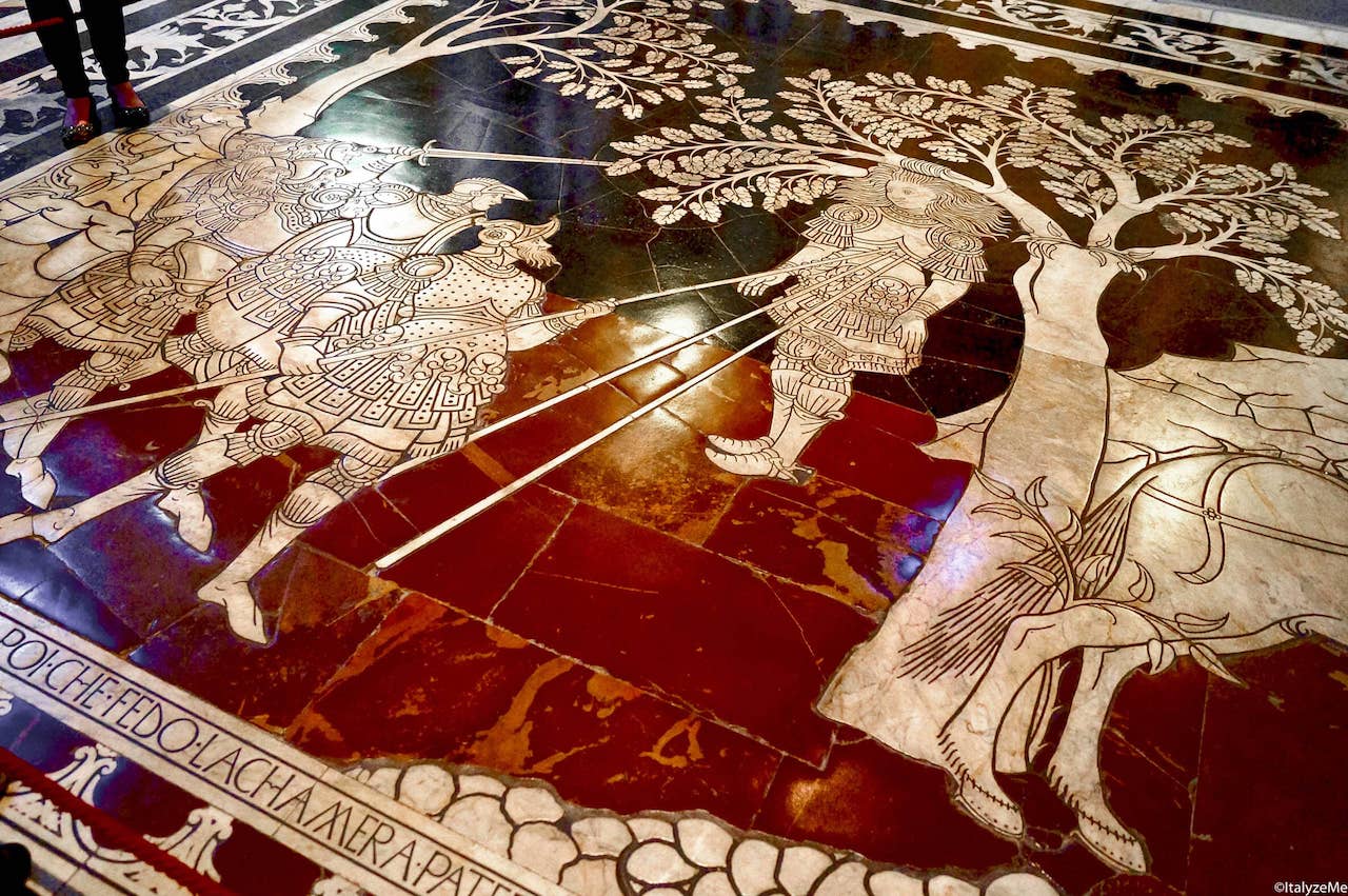 Episodi biblici allegorici, narrati nel pavimento del Duomo di Siena